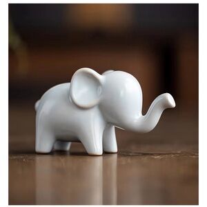 Set of 3  Luck Elephant Decor for Home, Small Ceramic Elephant Statue